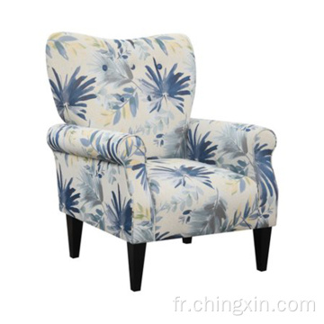 Chaises de séjour Chaises Bleu Multi Tissu Chaise d&#39;accent armé avec jambes en bois massif CX638F